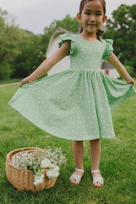 Olivia Dress in Green Daisy