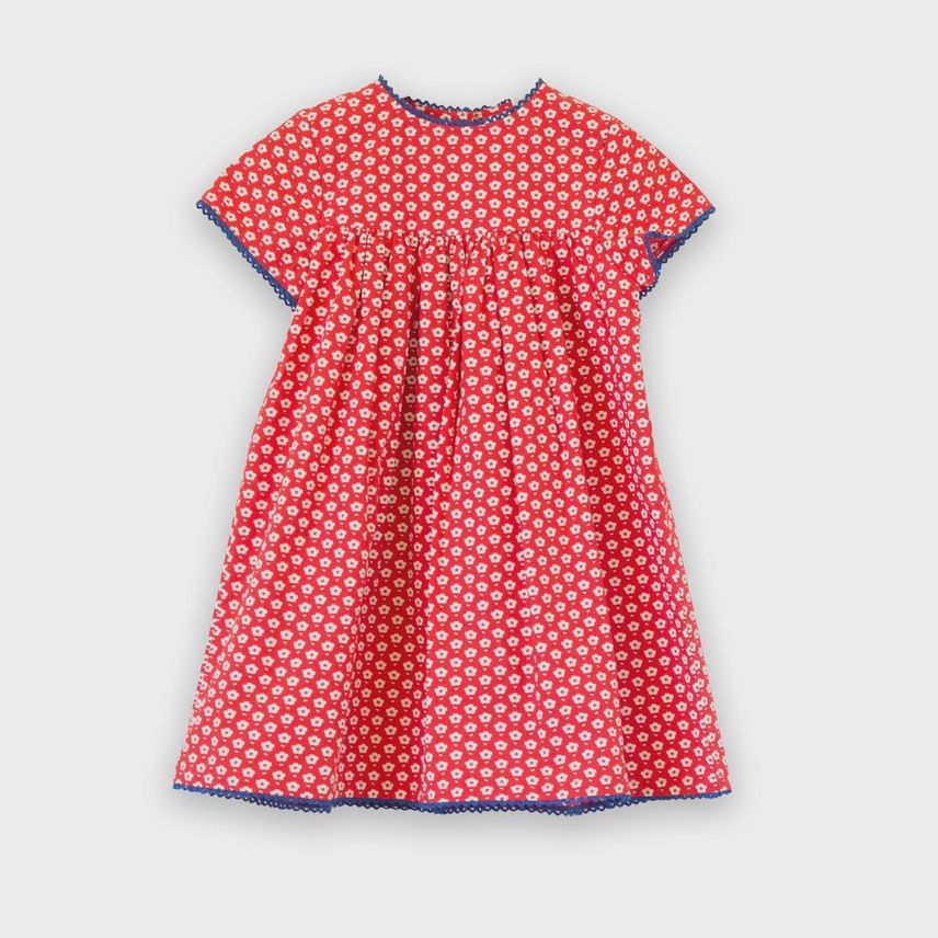 Amy Dress for Baby/Toddler - Red Button Floral