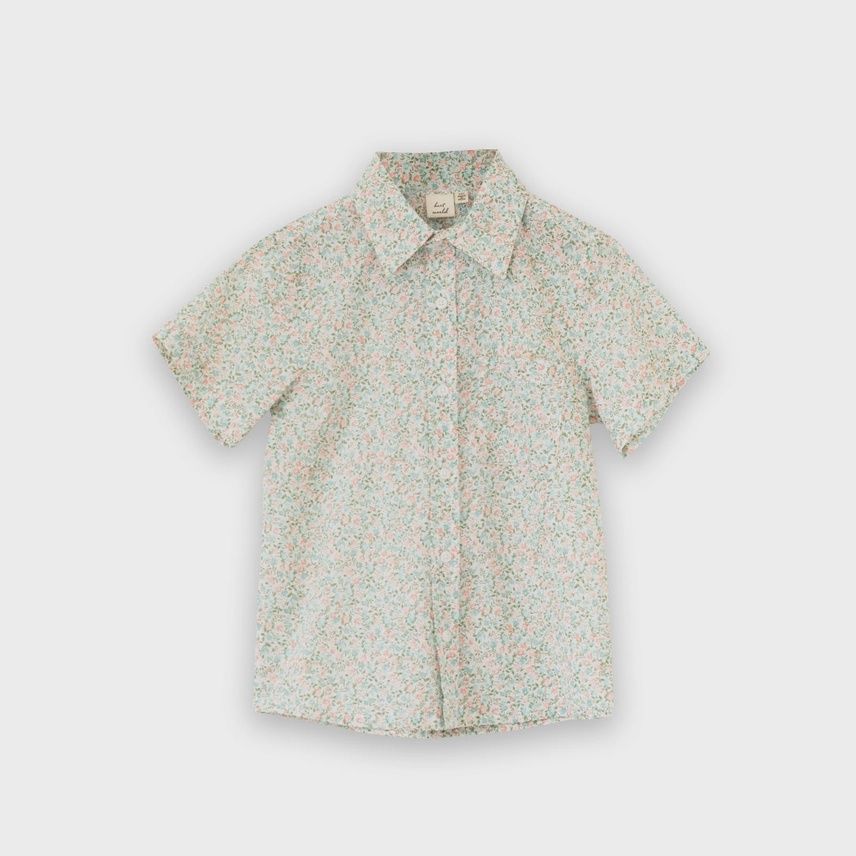 Boys Short Sleeve Collar Shirt - Pastel Green and Peach