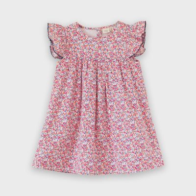 Flutter Sleeve Hannah Dress - Red Ditsy Floral