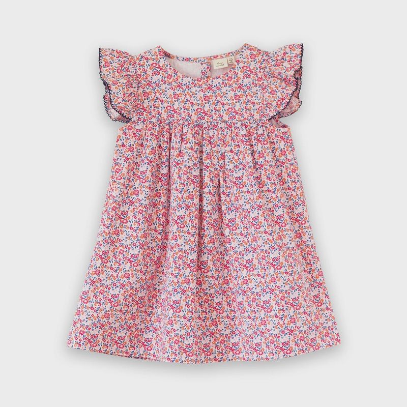 Flutter Sleeve Hannah Dress - Red Ditsy Floral