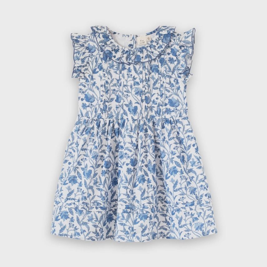 Ana Dress with Ruffles - Vintage Blue