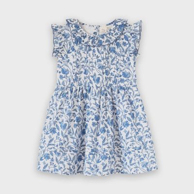Ana Dress with Ruffles - Vintage Blue
