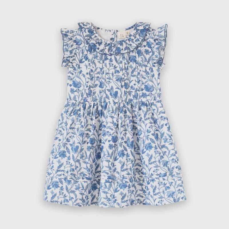 Ana Dress with Ruffles - Vintage Blue