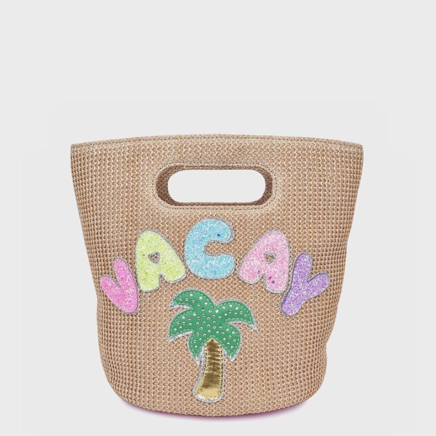 &#39;Vacay&#39; Straw Mini Top-Handle Tote Bag