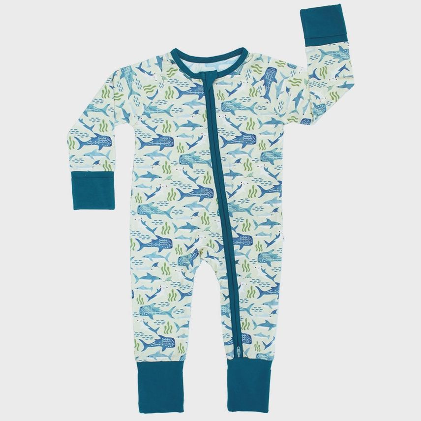 Baby Convertible Zip Pajama - Shark Friends