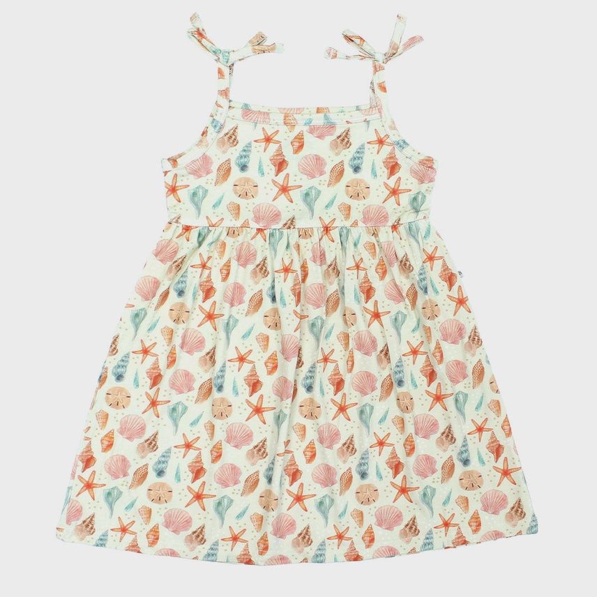 Girls Sleeveless Bamboo Dress -  Sandy Seashells