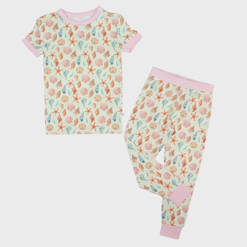 Toddler/Kids Short Sleeve Pajama Set - Sandy Seashells