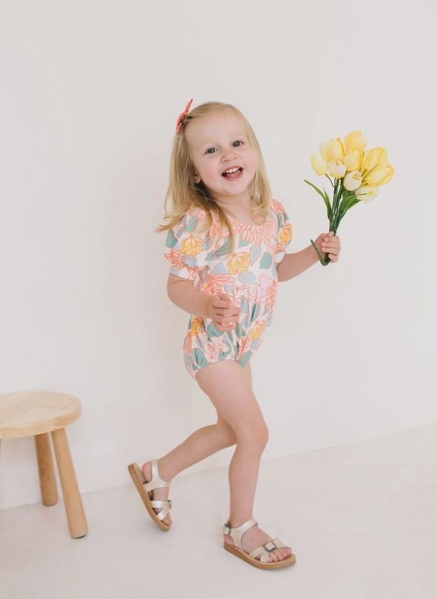 Puff Baby Romper in Soft Floral