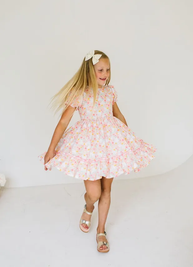 Aura Poplin Dress in Bunny Field