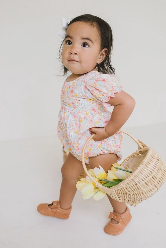 Quinn Poplin Romper in Bunny Field