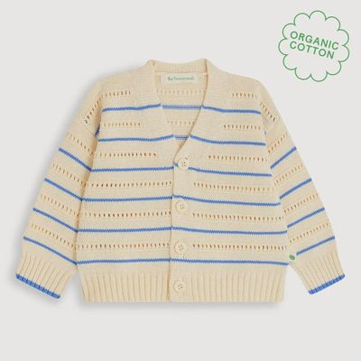 Como Pointelle Cardigan - Blue Stripe