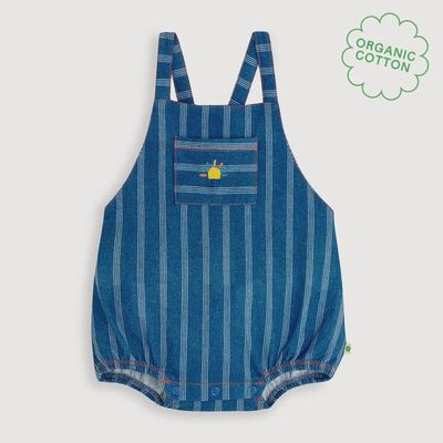 Mallorca Baby Bubble Romper - Denim Pinstripe