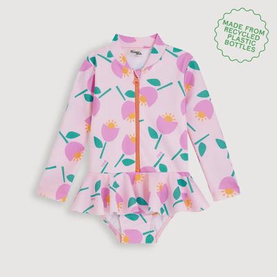 Rimini Long Sleeve Swimsuit - Pink Tulip