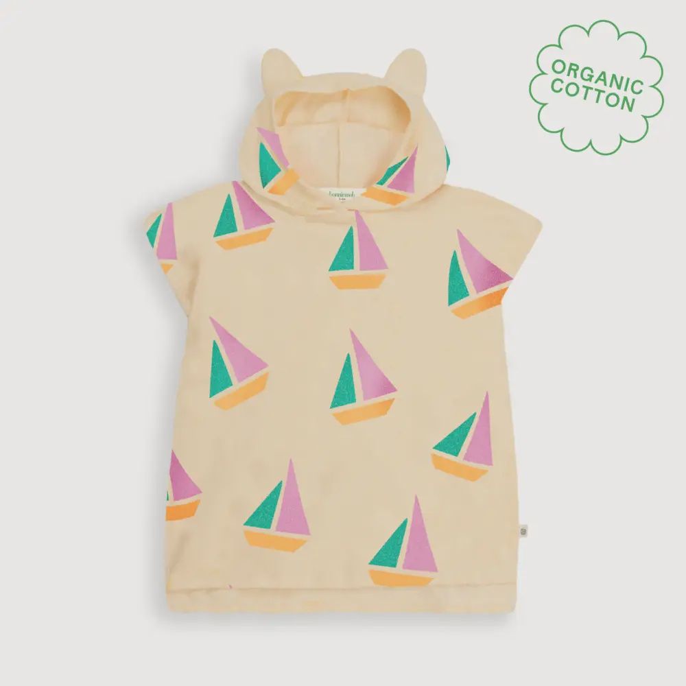 Telltail Hooded Beach Robe - Pink Sailboat