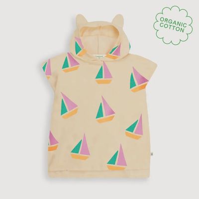 Telltail Hooded Beach Robe - Pink Sailboat