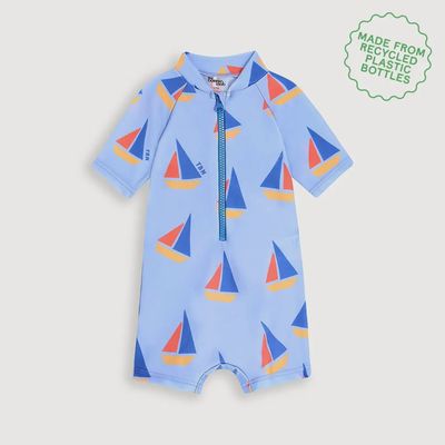 Riki Short Sleeve Rash Suit - Blue Sailboat