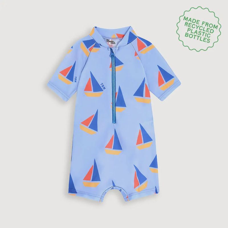 Riki Short Sleeve Rash Suit - Blue Sailboat