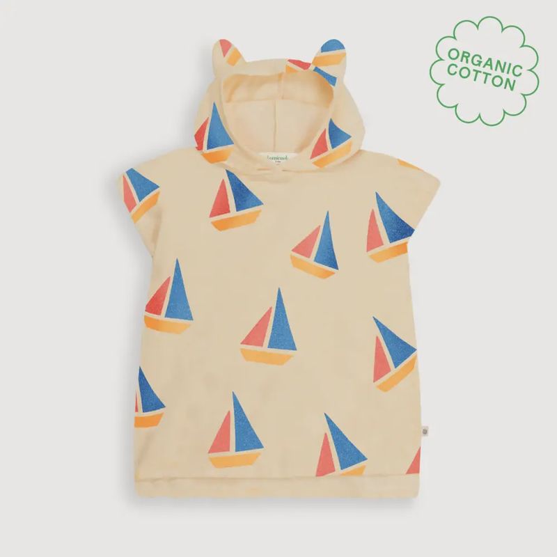 Telltail Hooded Beach Robe - Multicolour Sailboat
