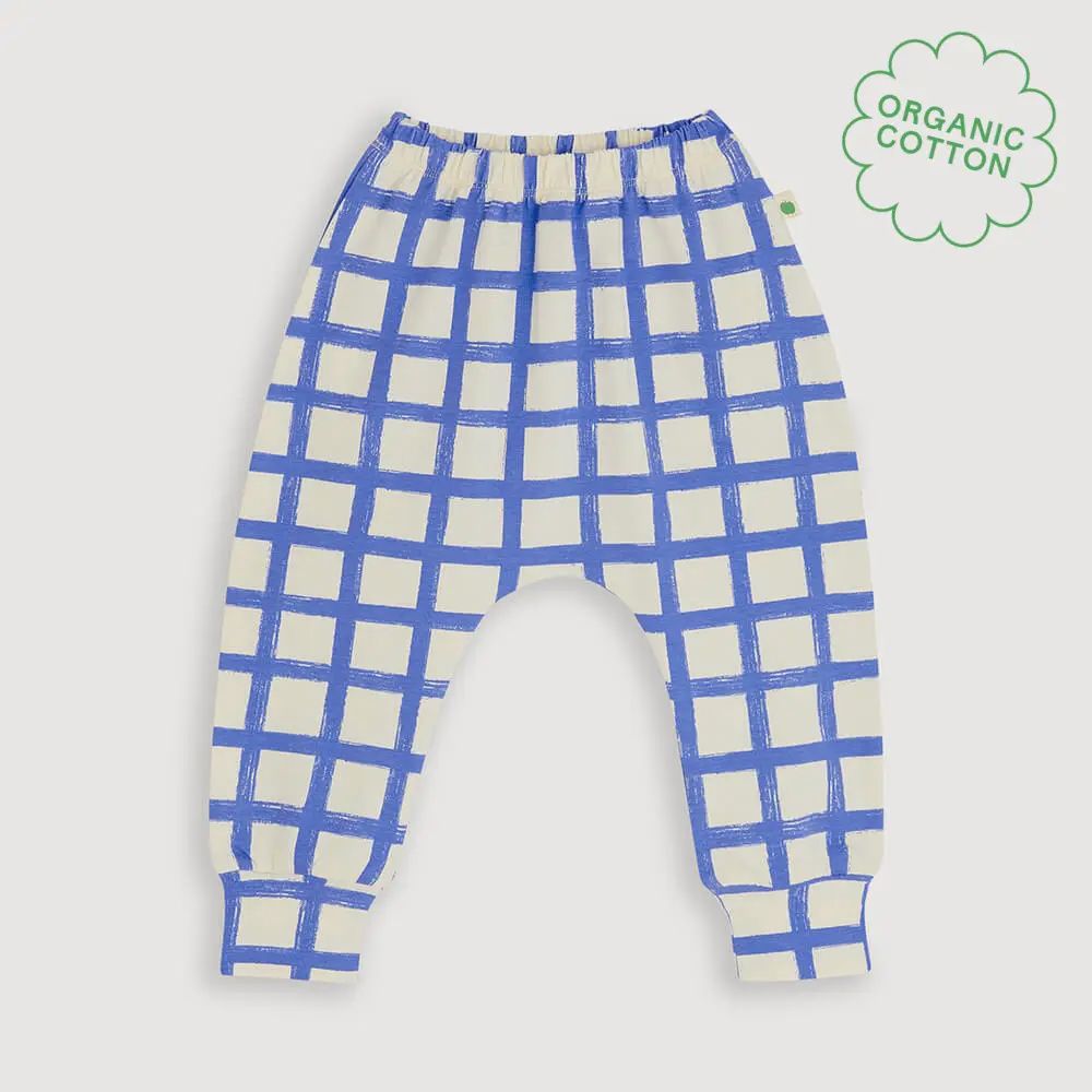 Softie Jersey Harem Pants - Blue Checker