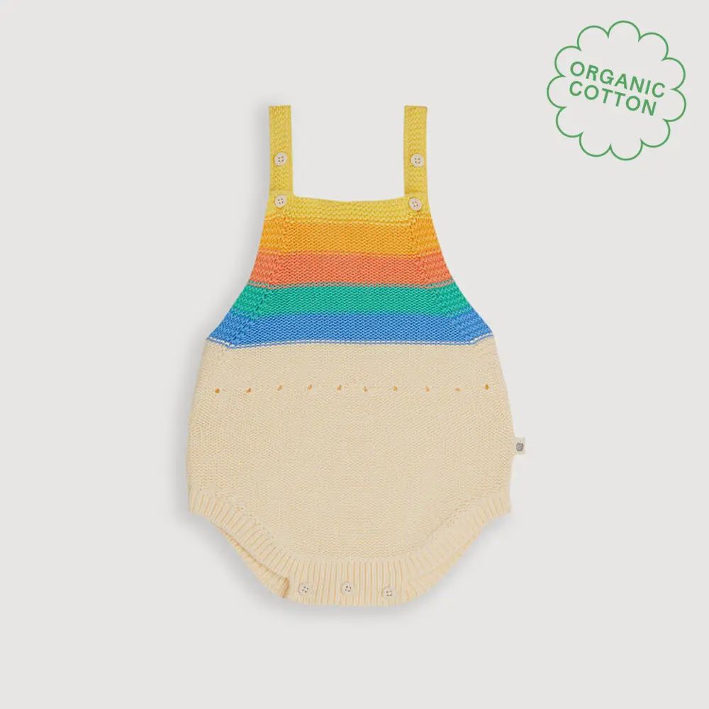 Bubble Knit Romper - Rainbow Stripe