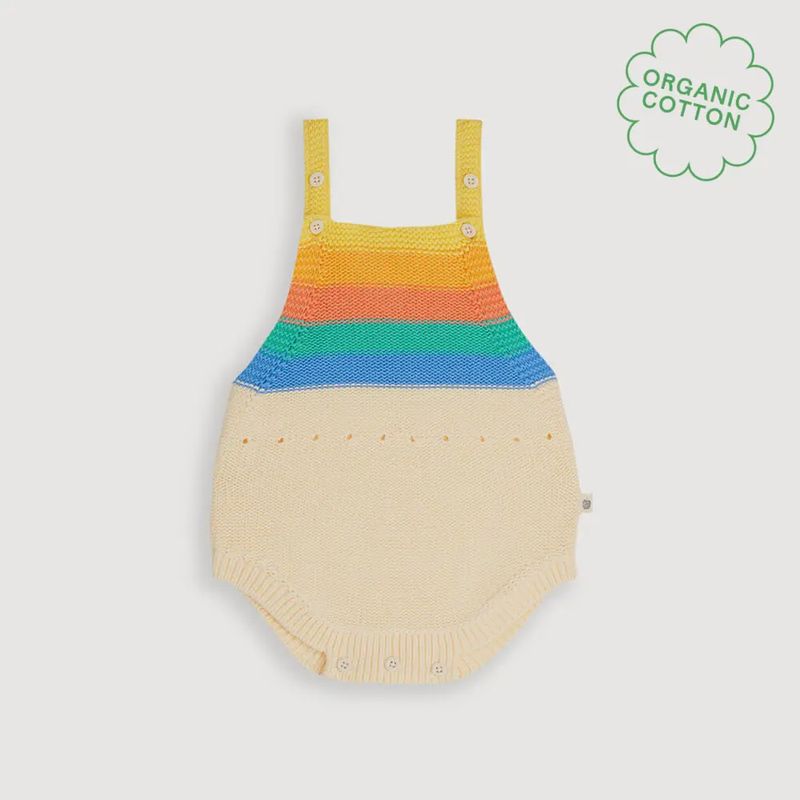 Bubble Knit Romper - Rainbow Stripe