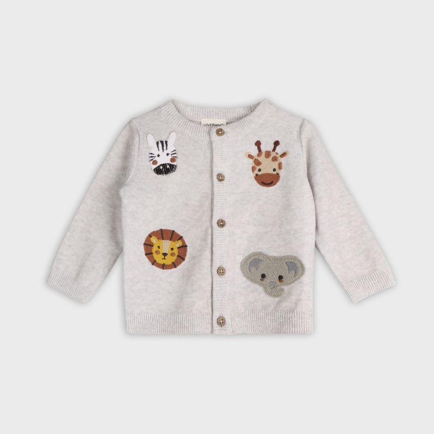 Baby Embroidered Cardigan - Animal Friends