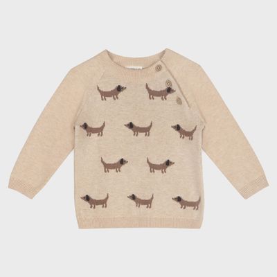 Baby Jacquard Knit Sweater - Doxie Dog