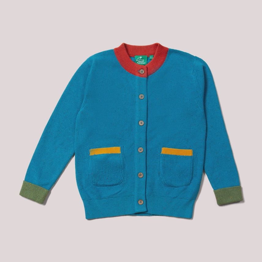 Toddler/Kids Knitted Cardigan - Deep Blue Color Block