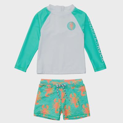 Baby Long Sleeve Swim Set - Ocean Clawed