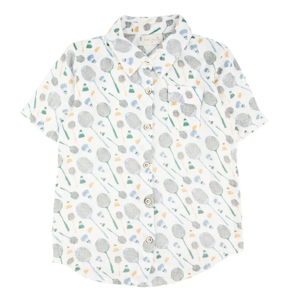 Jerry Short Sleeve Button Up - Badminton Raquet