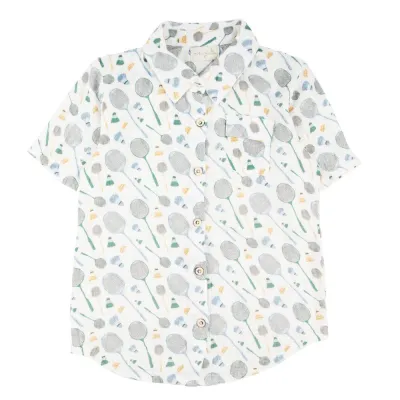 Jerry Short Sleeve Button Up - Badminton Raquet