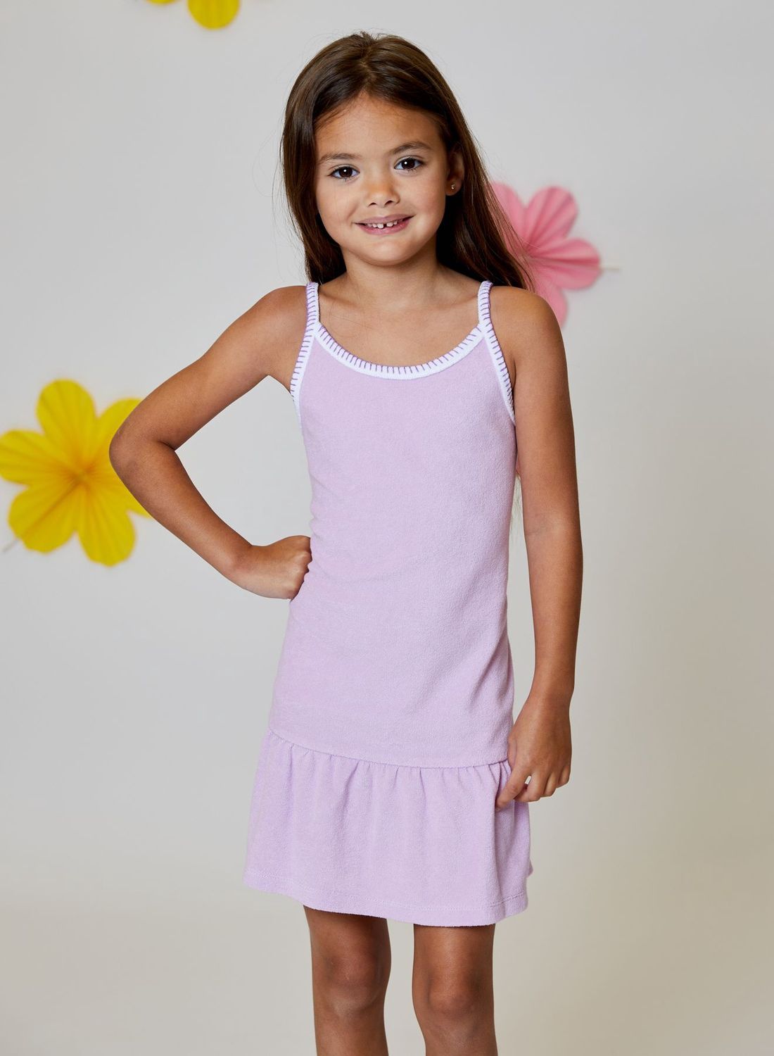 Girls Sleeveless Terry Dress - Lilac