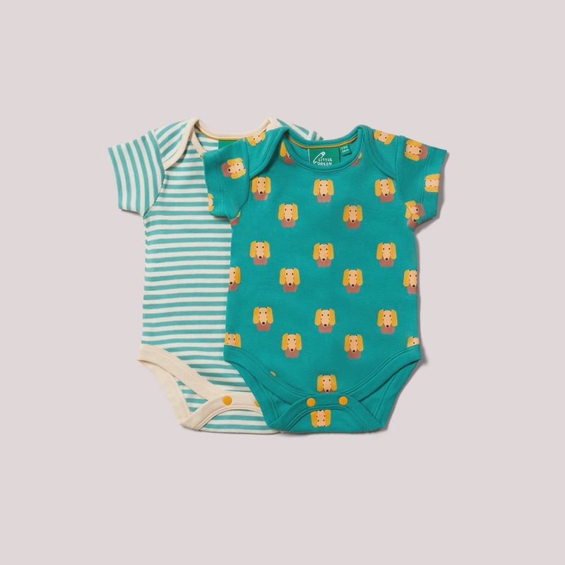 Baby Short Sleeve Organic Cotton Bodysuit Set - Little Dogs