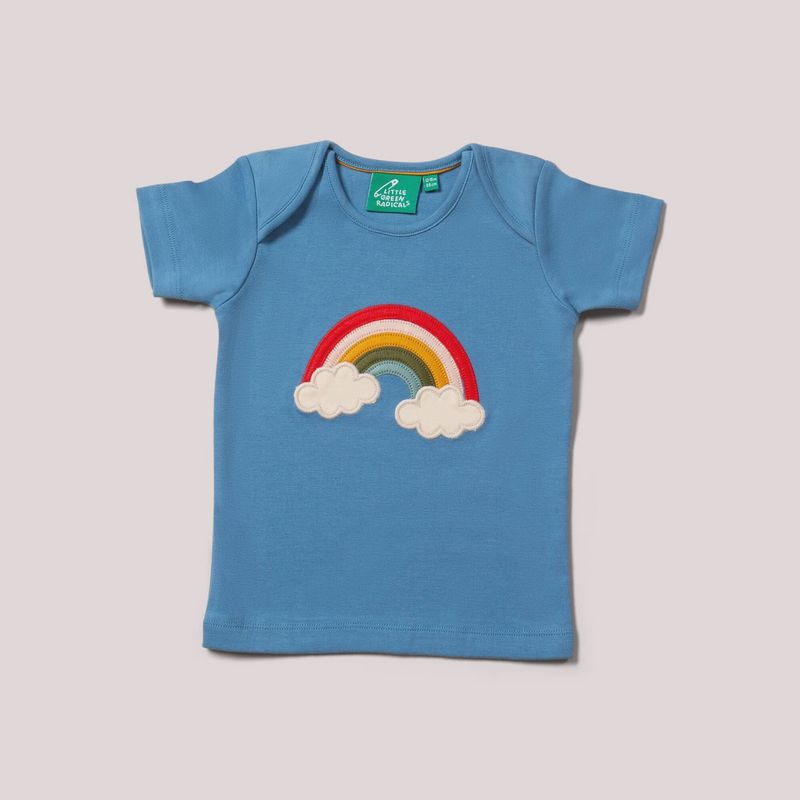 Organic Cotton Short Sleeve T-Shirt - Blue Rainbows