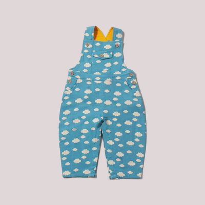 Organic Cotton Pocket Overall Shorts - Blue Clouds