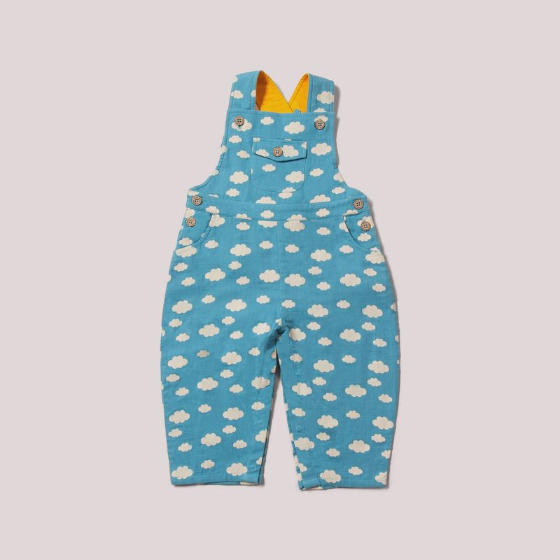 Organic Cotton Pocket Overall Shorts - Blue Clouds
