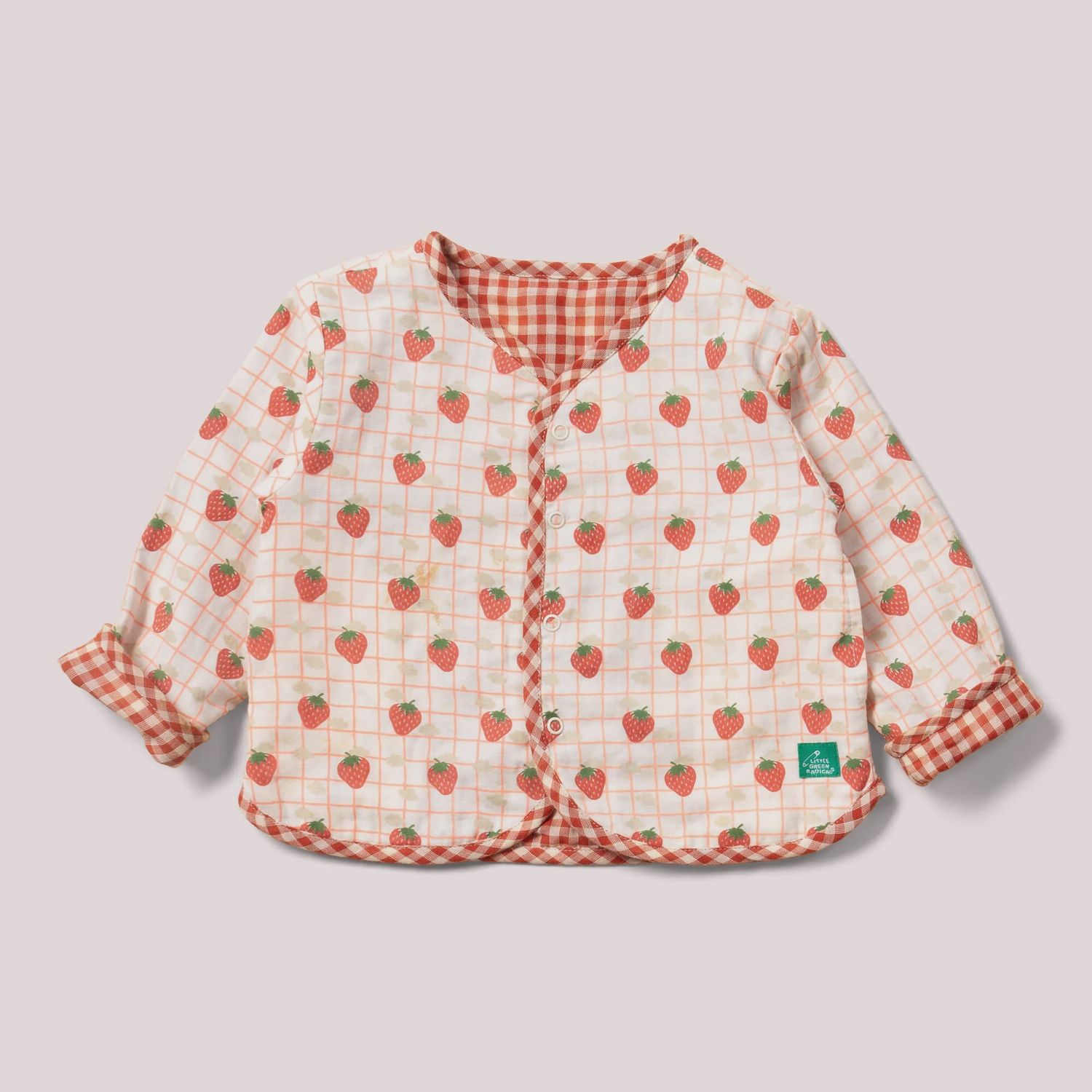 Reversible Collarless Spring Jacket - Strawberry Days