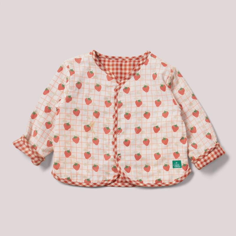 Reversible Collarless Spring Jacket - Strawberry Days