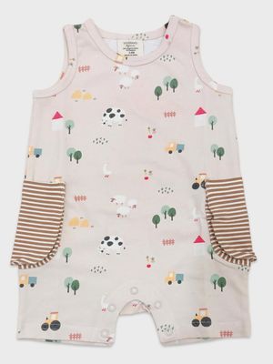 Organic Jersey Sleeveless Shorty Romper - Farm