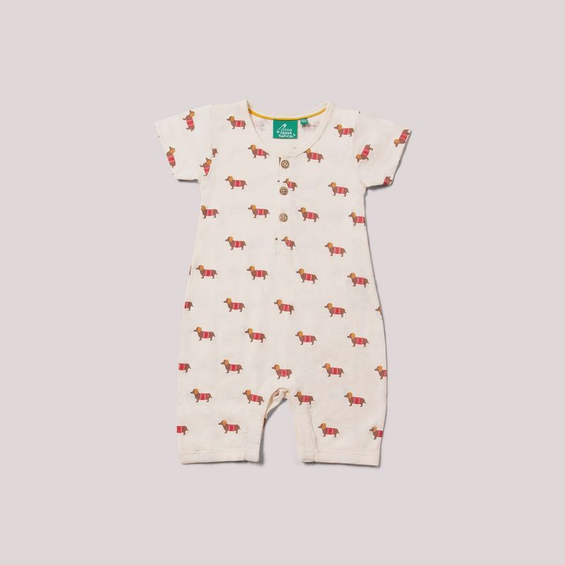 Baby Organic Summer Romper - Cream Sausage Dogs