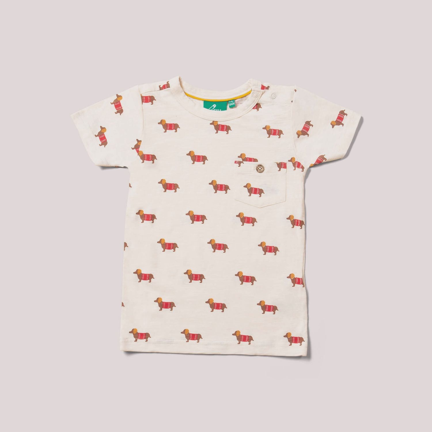 Organic Cotton Short Sleeve T-Shirt - Cream Sausage Dogs