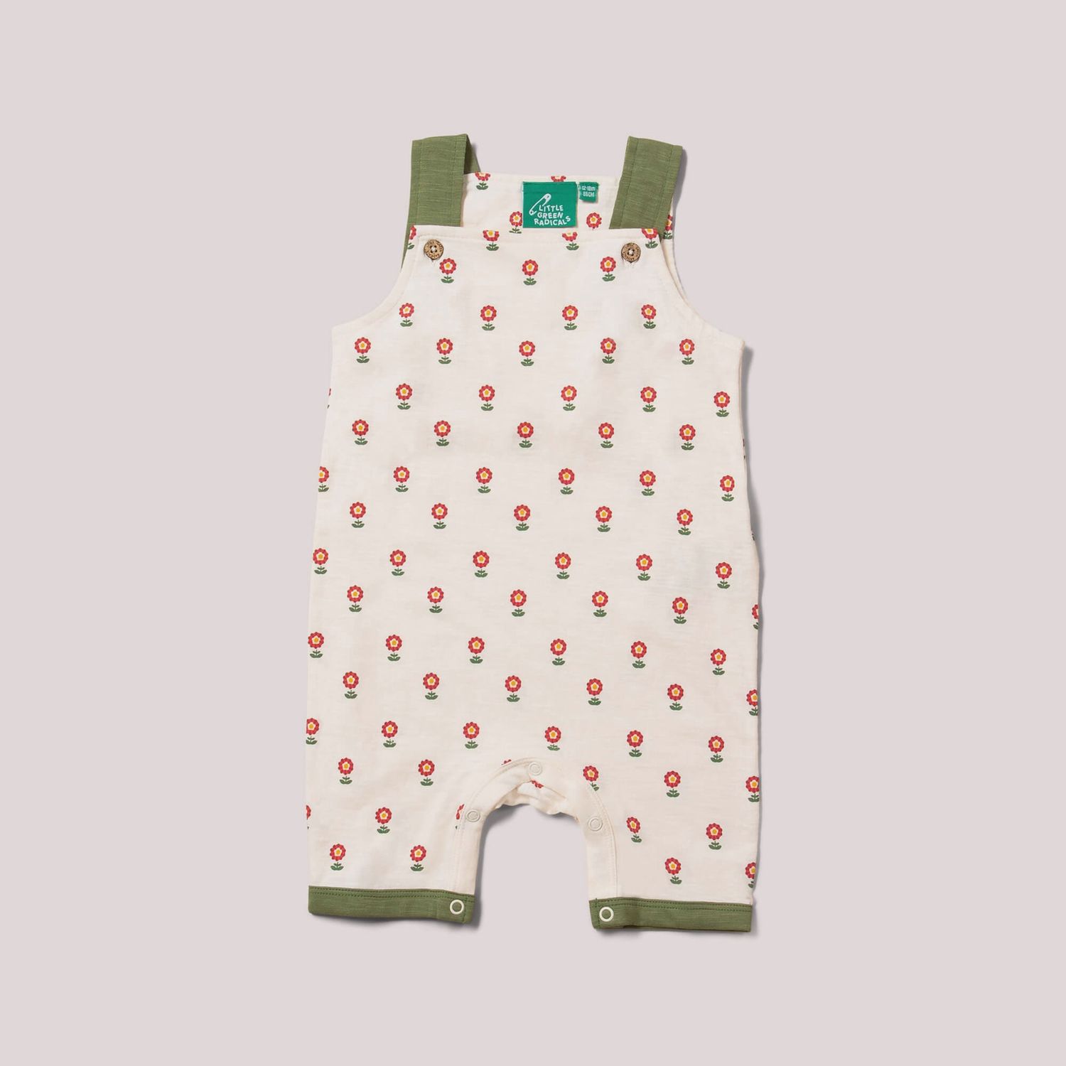 Baby Storytime Overall Shorts - Red Flowers