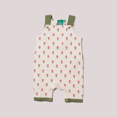 Baby Storytime Overall Shorts - Red Flowers