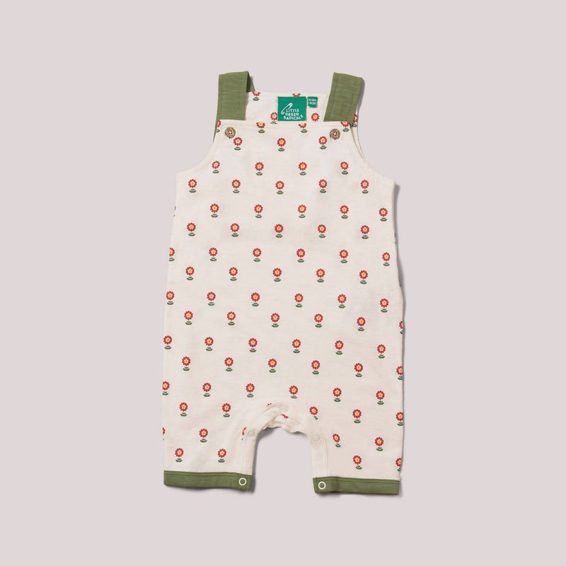 Baby Storytime Overall Shorts - Red Flowers
