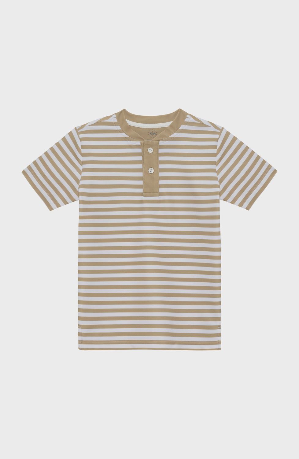 Boys Henley Blade Shirt - Khaki/White