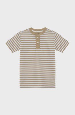 Boys Henley Blade Shirt - Khaki/White