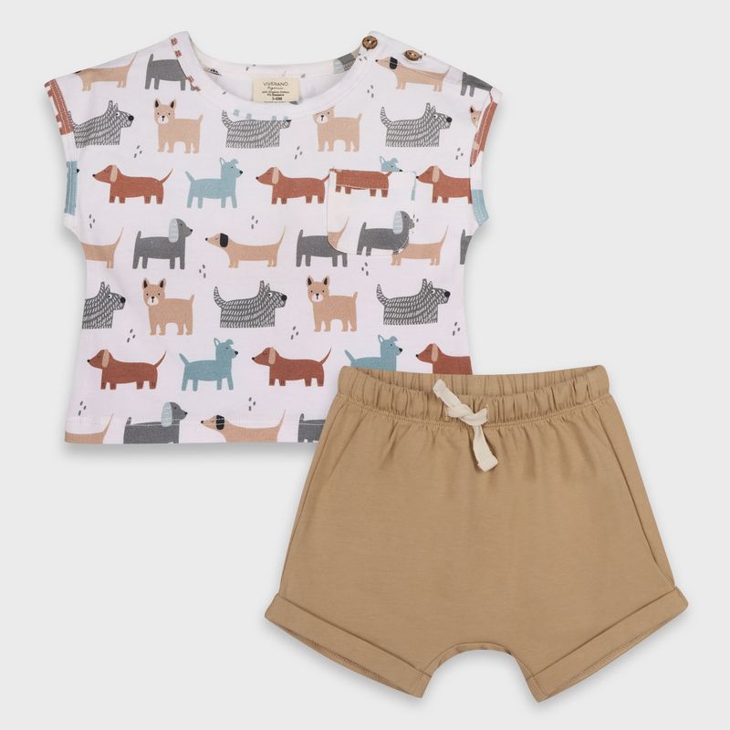 Baby Short Sleeve Pocket Tee &amp; Shorts Set - Dogs