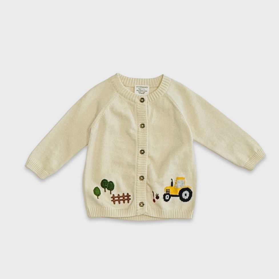 Baby Embroidered Cardigan - Farm &amp; Tractor