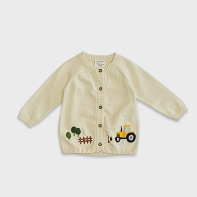 Baby Embroidered Cardigan - Farm &amp; Tractor